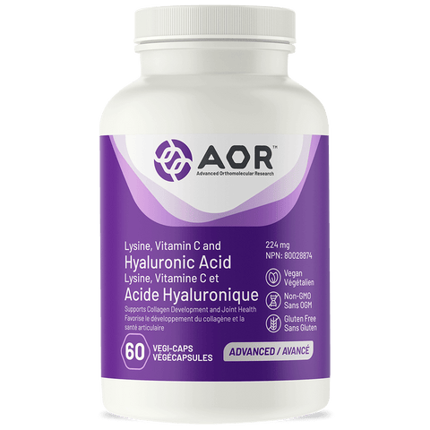 AOR Lysine, Vitamin C and Hyaluronic Acid 224mg 60 Vegi-Caps - YesWellness.com