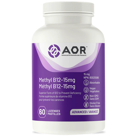 Expires July 2024 Clearance AOR Methyl B12 15mg (Formerly Methylcobalamin Ultra) 60 Lozenges - YesWellness.com