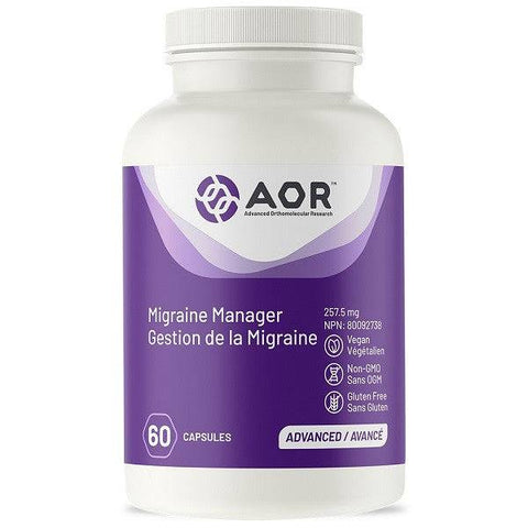 Expires June 2024 Clearance AOR Migraine Manager 257.5mg 60 Capsules - YesWellness.com