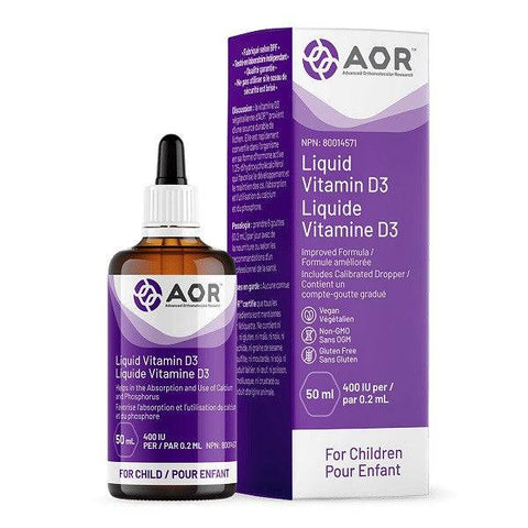 AOR Vitamin D3 Liquid (Child) 400 IU 50mL - YesWellness.com