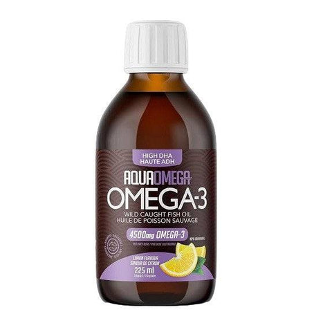 AquaOmega High DHA Omega-3 Lemon Flavour 225mL - YesWellness.com