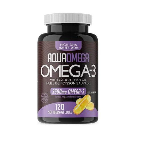 AquaOmega Omega-3 High DHA Fish Oil Softgels (Various Sizes) - YesWellness.com