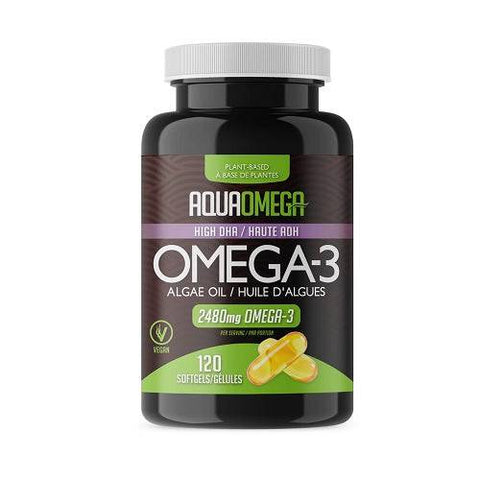 AquaOmega Omega-3 High DHA Vegan 120 SoftGels - YesWellness.com