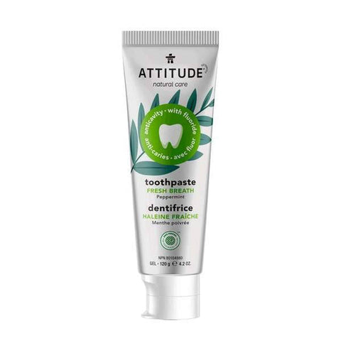 Attitude Anticavity with Fluoride Toothpaste Fresh Breath Peppermint 120 g - YesWellness.com