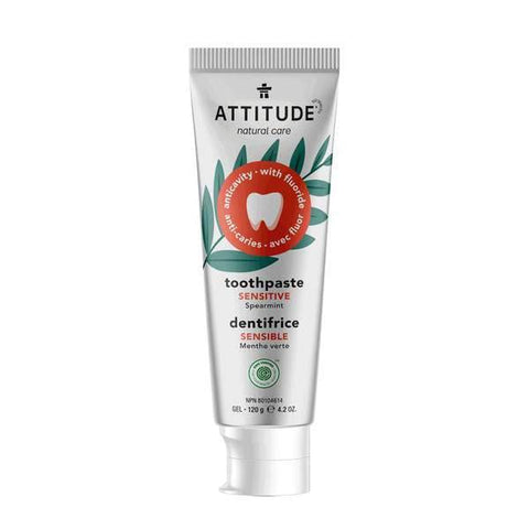 Attitude Anticavity with Fluoride Toothpaste Sensitive Spearmint 120 g - YesWellness.com