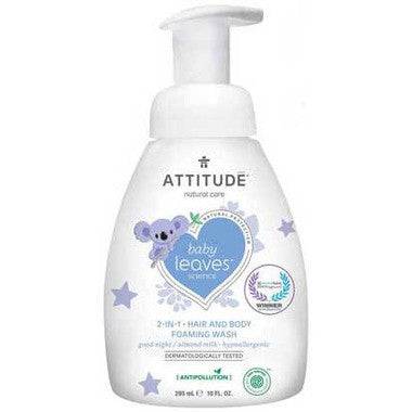 Attitude Baby Leaves 2-in-1 Hair and Body Foaming Wash - Goodnight / Almond Milk 295 ml - YesWellness.com