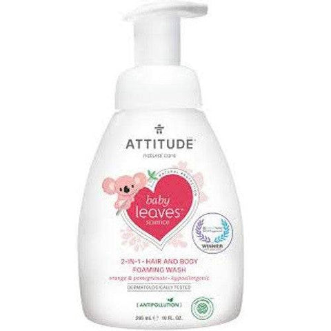 Attitude Baby Leaves 2-in-1  Hair and Body Foaming Wash Orange Pomegranate 295 ml - YesWellness.com