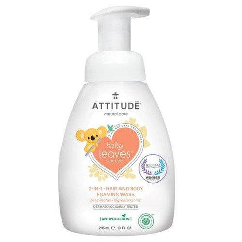 Attitude Baby Leaves 2-in-1 Hair and Body Foaming Wash - Pear Nectar 295 ml - YesWellness.com