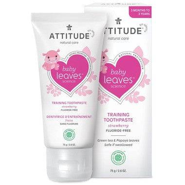Attitude Baby Leaves Training Toothpaste Fluoride Free - Strawberry 75 g - YesWellness.com