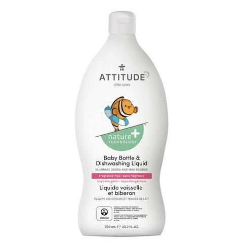 Attitude Nature+ Baby Bottle Dishwashing Liquid Fragrance-free - YesWellness.com