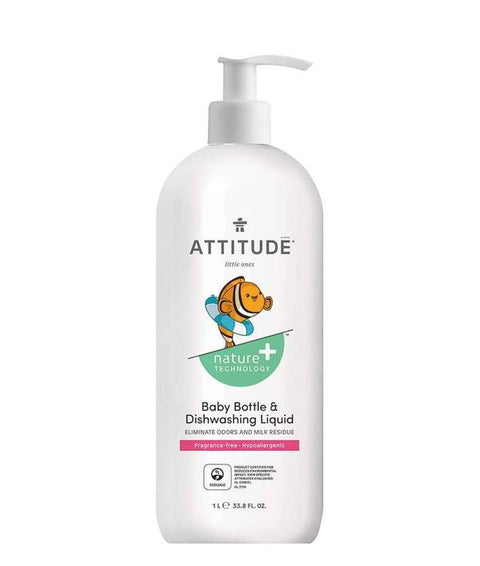 Attitude Nature+ Baby Bottle Dishwashing Liquid Fragrance-free - YesWellness.com