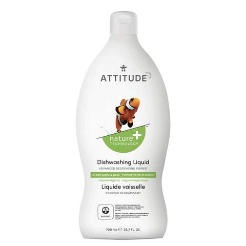 Attitude Nature+ Dishwashing Liquid Green Apple & Basil - YesWellness.com