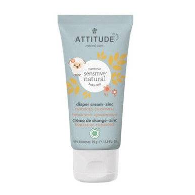 Attitude Oatmeal Sensitive Natural Baby Care Diaper Cream with Zinc Unscented 75g - YesWellness.com