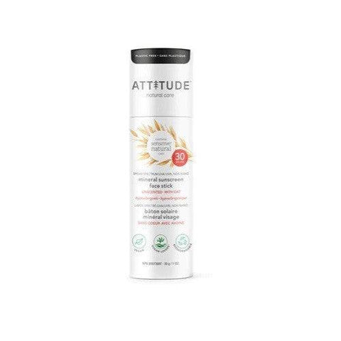 Attitude Oatmeal Sensitive Natural Care SPF 30  Mineral Sunscreen Face Stick 30g - YesWellness.com