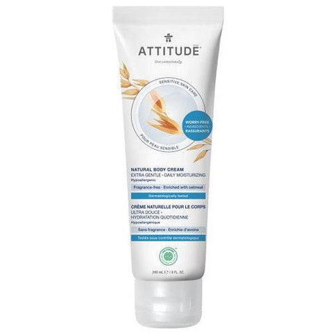 Attitude Sensitive Skin Care Natural Body Cream Extra Gentle Fragrance-Free 240mL - YesWellness.com