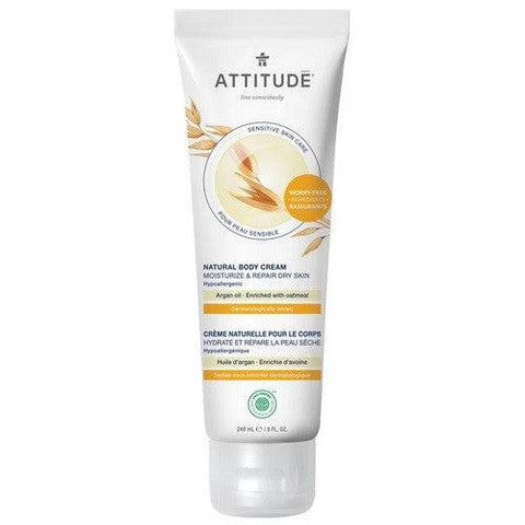 Attitude Sensitive Skin Natural Body Cream Moisturize & Repair Dry Skin - Argan Oil 240mL - YesWellness.com