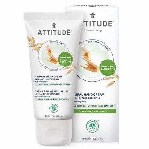 Attitude Sensitive Skin Natural Hand Cream Intense Nourishing - Avocado Oil 75mL - YesWellness.com
