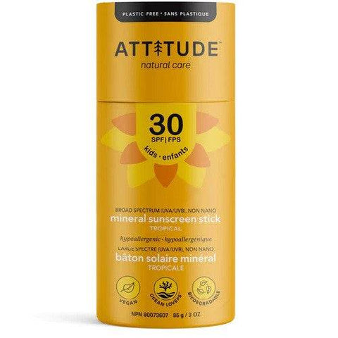 Attitude SPF 30 Kids Mineral Sunscreen Stick Tropical 85g - YesWellness.com