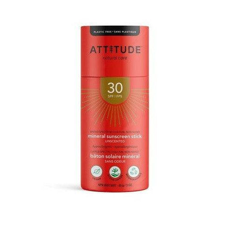 Attitude SPF 30 Mineral Sunscreen Face Stick Unscented 30g - YesWellness.com