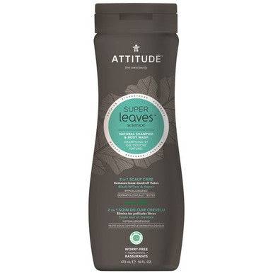 Attitude Super Leaves Men's 2 in 1 Shampoo and Body Scalp Care 473mL - YesWellness.com