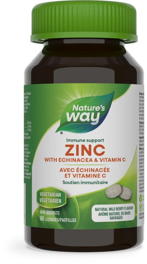 Nature's Way Zinc with Echinacea & Vitamin C Natural Wild Berry Flavour 60 Lozenges
