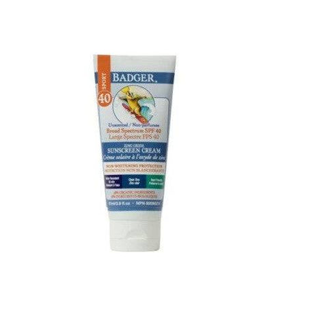 Badger Balms  Sport Unscented SPF 40 Clear Zinc Sunscreen Cream 87ml - YesWellness.com
