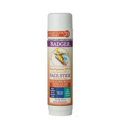 Badger Balms Tangerine and Vanilla SPF 35  Face Stick Kids Sunscreen 18.4gm - YesWellness.com