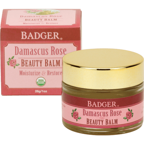 Badger Damascus Rose Beauty Balm Moisturize Restore 28 grams - YesWellness.com