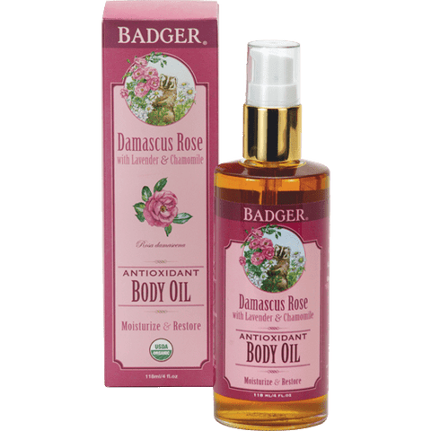 Badger Damascus Rose Body Oil 118 ml - YesWellness.com