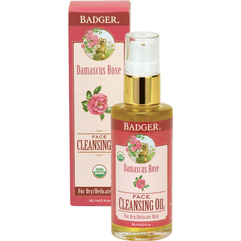 Badger Damascus Rose Face Cleansing Oil For Dry To Delicate Skin 59.1 ml - YesWellness.com