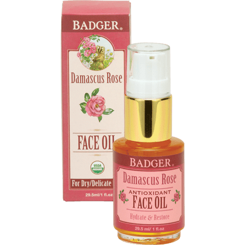 Badger Damascus Rose Face Oil For Dry and Delicate Skin 29.5 ml - YesWellness.com