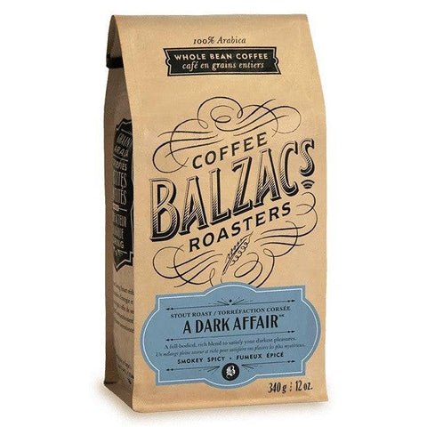 Balzac's Coffee Roasters Whole Bean Coffee Stout Roast A dark Affair Smokey-Spicy 340g - YesWellness.com