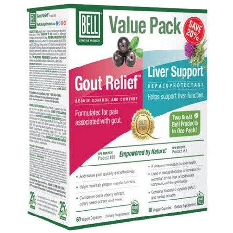 Bell Lifestyle Products Value Pack Gout Relief & Liver Support 60/60 Capsules - YesWellness.com