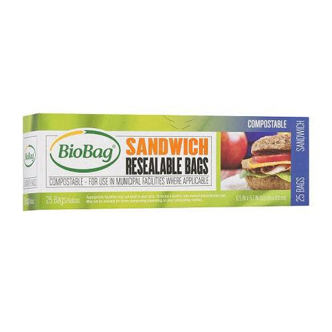 BioBag Sandwich Resealable Bags 25 Bags - YesWellness.com