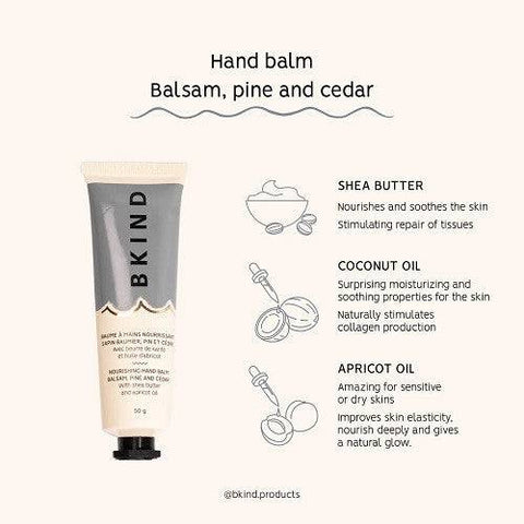 Bkind Nourishing Hand Balm Balsam, Pine and Cedar 50g - YesWellness.com