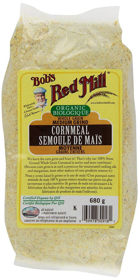 Bob's Red Mill Organic Whole Grain Medium Grind Cornmeal 680g - YesWellness.com