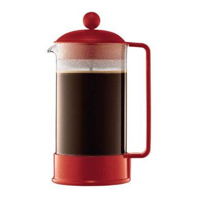 Bodum Brazil French Press Coffee Maker with Symmetrical Handle - Red 8-Cup, 1.0L, 34oz - YesWellness.com