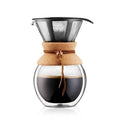 Bodum Pour Over Double Wall Coffee Maker with Permanent Stainless Steel Filter - Cork 8-Cup, 1.0L, 34oz - YesWellness.com