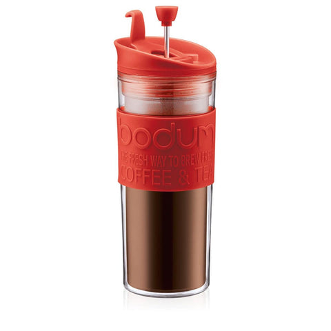 Bodum Travel Press Double Wall Coffee Maker - Insulated Plastic 0.45L, 15oz - YesWellness.com