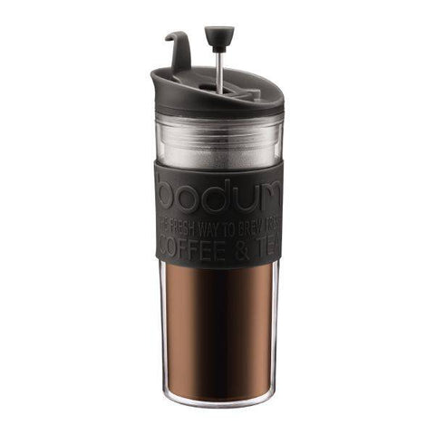 Bodum Travel Press Double Wall Coffee Maker - Insulated Plastic 0.45L, 15oz - YesWellness.com