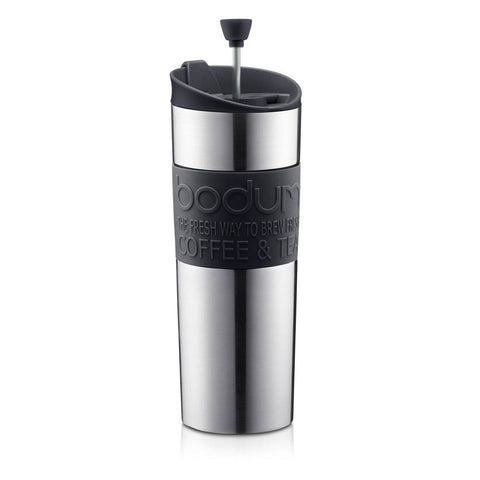 Bodum Travel Press Double Wall Vacuum Coffee Maker - Stainless Steel 0.45L, 15oz - YesWellness.com