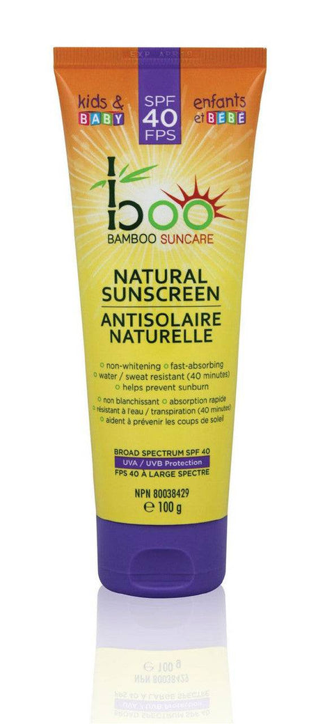 Boo Bamboo Kids and Baby Natural Sunscreen with Bamboo Extract SPF 40 100 grams - YesWellness.com