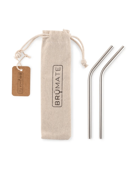 Brumate Stainless Steel Reusable Wine Straws - Solid Colours - YesWellness.com