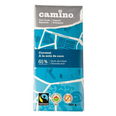 Camino Organic Coconut 65% Cacao Dark Chocolate 12 x 100g - YesWellness.com
