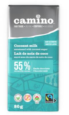 Camino Organic Coconut Milk 55% Cacao Dark Chocolate 14 x 80g - YesWellness.com