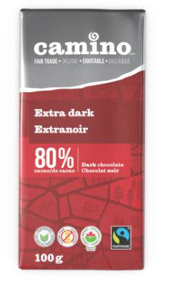 Camino Organic Extra Dark 80% Cacao Dark Chocolate 12 x 100g - YesWellness.com