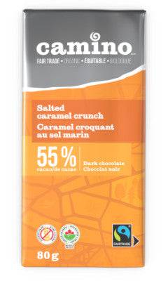 Camino Organic Salted Caramel Crunch 55% Cacao Dark Chocolate 14 x 80g - YesWellness.com