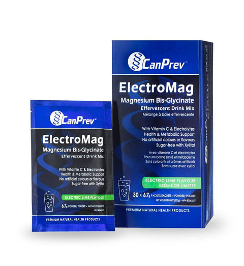 CanPrev ElectroMag Magnesium Bis-Glycinate Effervescent Drink Mix 30 packets - YesWellness.com