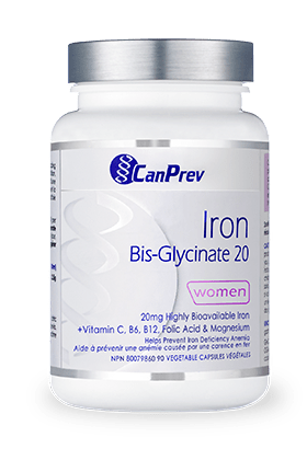 CanPrev Iron Bis-Glycinate 20 20mg 90 Capsules for Women - YesWellness.com
