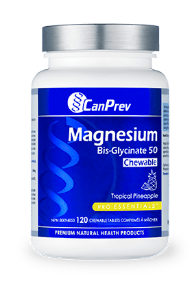 CanPrev Magnesium Bis-Glycinate 50 Chewable Tropical Pineapple-120 Tablets - YesWellness.com